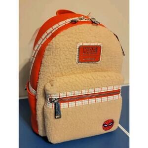 NEW Loungefly Marvel Disney Parks SPIDERMAN Faux Fur WITH GREAT POWER Backpack